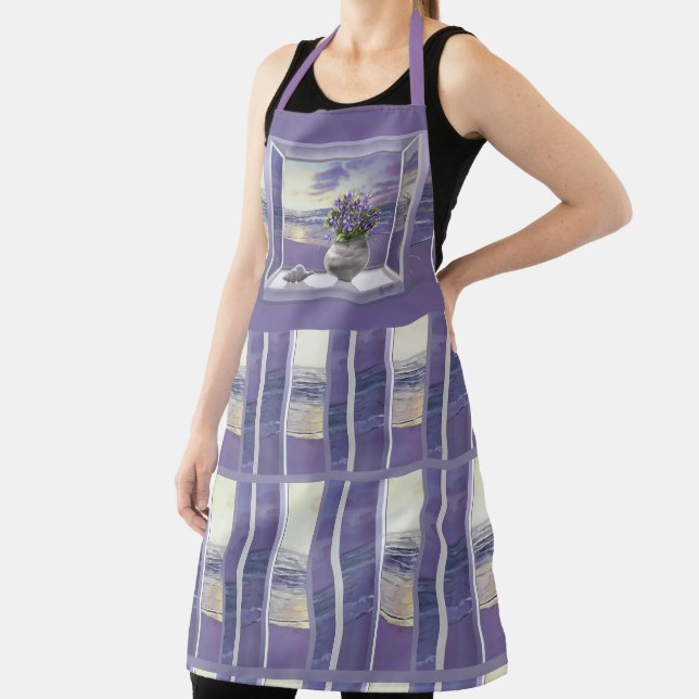 violets in a moon jar apron (Insitu)