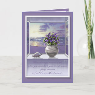 violets in a moon jar birthday card