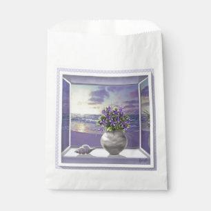 Violets in a moon jar, favour bags