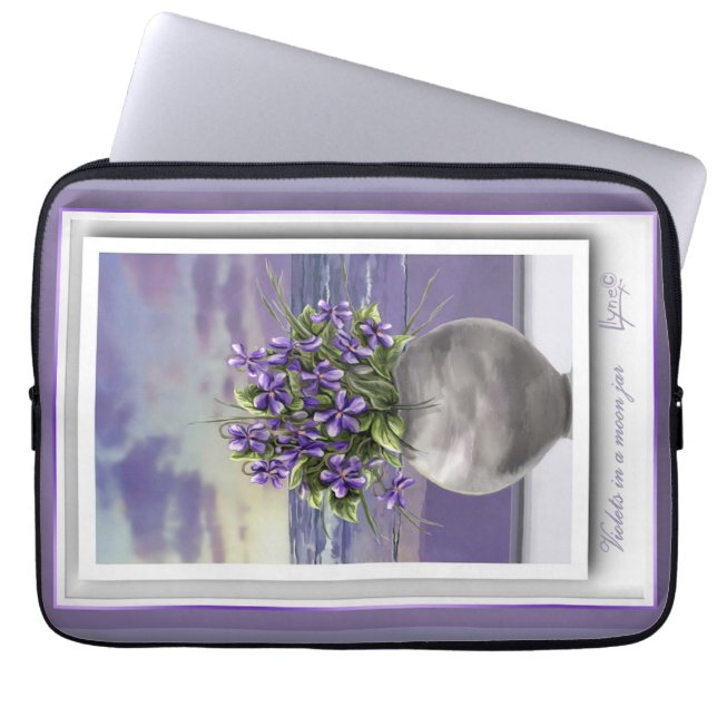 violets in a moon jar laptop sleeve (Front)