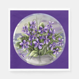 violets in a moon jar napkin