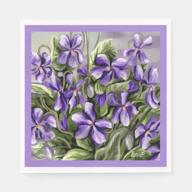 violets in a moon jar napkin (Front)