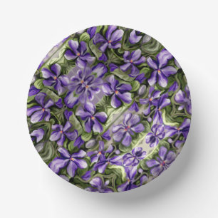 violets in a moon jar paper plate