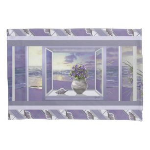 violets in a moon jar pillowcase