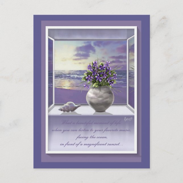 violets in a moon jar postcard (Front)