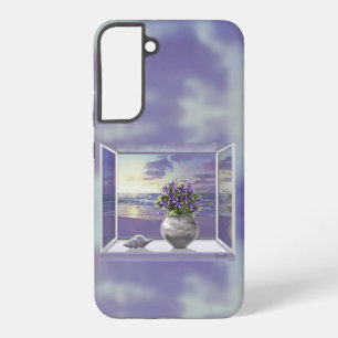 violets in a moon jar samsung galaxy case