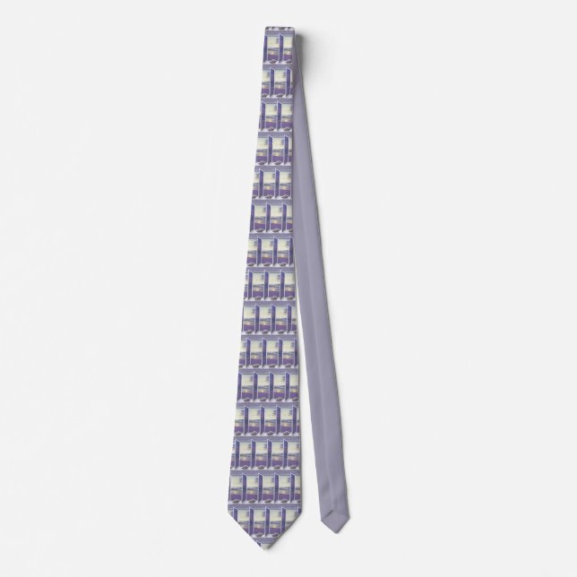violets in a moon jar tie (Front)
