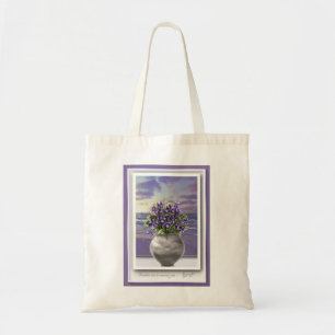 violets in a moon jar tote bag