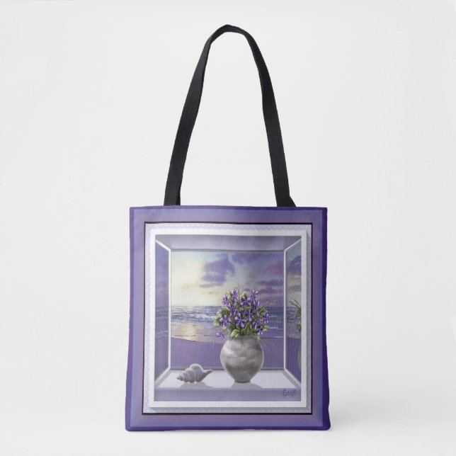 violets in a moon jar tote bag (Front)