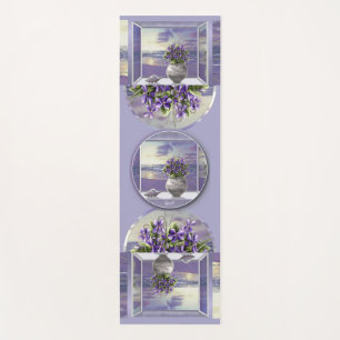 violets in a moon jar yoga mat