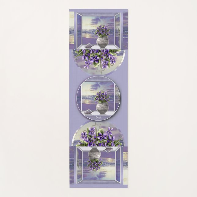 violets in a moon jar yoga mat (Front)