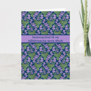 Violets, Mother's Day Card, Irish Gaelic Greeting Card