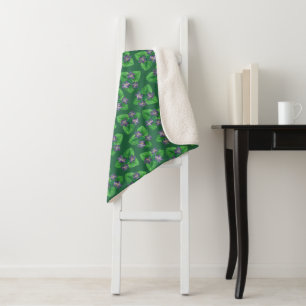 Violets on emerald green sherpa blanket