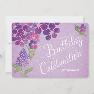 Violets on Lavender Linen Custom Birthday Invite