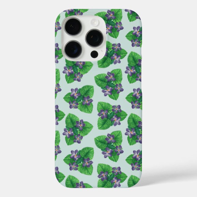 Violets on sea glass blue Case-Mate iPhone case (Back)