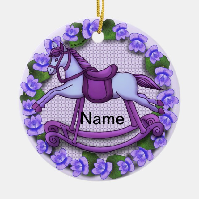 Violets Rocking Horse  ornament  (Front)