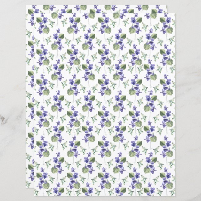 Violets Scrapbook Paper (Front/Back)