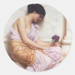 Violets, Sweet Violets John William Godward Classic Round Sticker