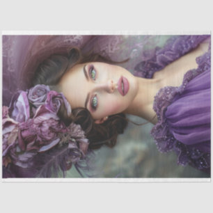 Violetta Lady in Purple Decoupage  Tissue Paper