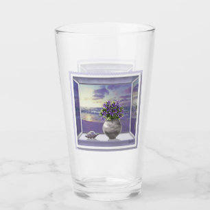 Violettes in a moon jar glass