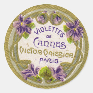 Violettes Perfume Label, Paris 1900s Classic Round Sticker
