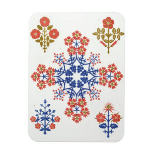 Violiet, iris and tulip motif wallpaper design, pr magnet