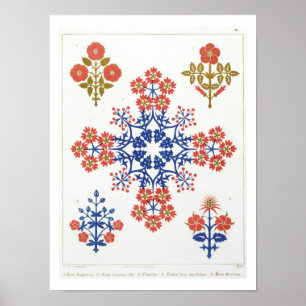 Violiet, iris and tulip motif wallpaper design, pr poster