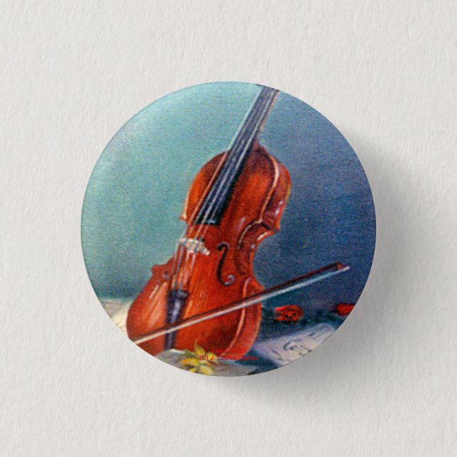 Violin 3 Cm Round Badge (Front)