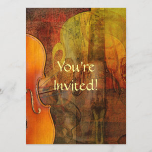 Violin Abstract 3 Warm Tones Invitation