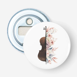 Violin among flowers. Bouquet of flowers. Bottle Opener