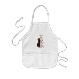 Violin among flowers. Bouquet of flowers. Kids Apron