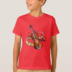 Violin and Bow with Notes and Stars T-Shirt