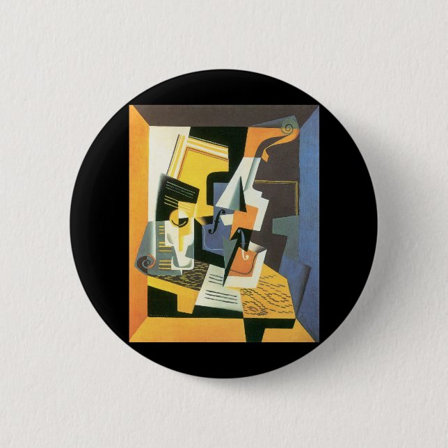 Violin and Glass by Juan Gris, Vintage Cubism 6 Cm Round Badge (Front)