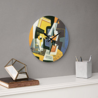Violin and Glass by Juan Gris, Vintage Cubism Large Clock