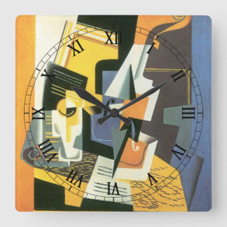 Violin and Glass by Juan Gris, Vintage Cubism Square Wall Clock