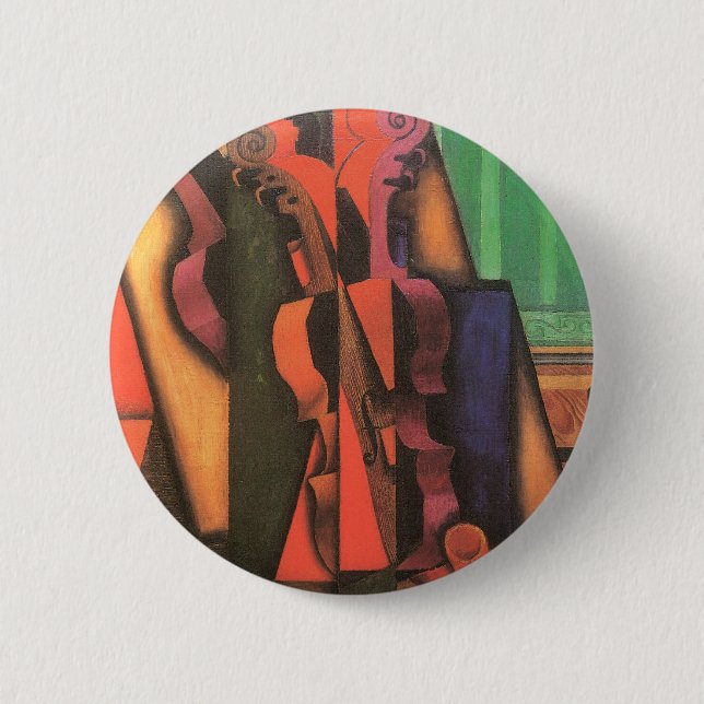 Violin and Guitar by Juan Gris, Vintage Cubism Art 6 Cm Round Badge (Front)