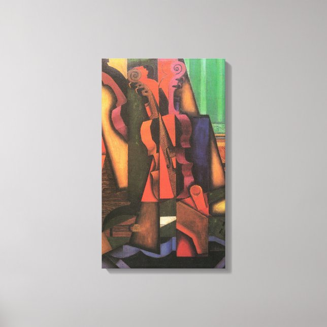 Violin and Guitar by Juan Gris, Vintage Cubism Art Canvas Print (Front)