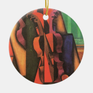 Violin and Guitar by Juan Gris, Vintage Cubism Art Ceramic Tree Decoration