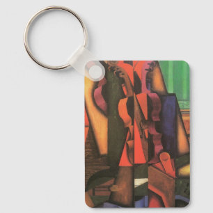 Violin and Guitar by Juan Gris, Vintage Cubism Art Key Ring