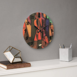 Violin and Guitar by Juan Gris, Vintage Cubism Art Large Clock