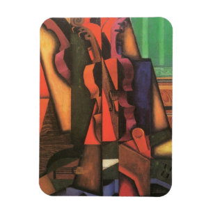 Violin and Guitar by Juan Gris, Vintage Cubism Art Magnet
