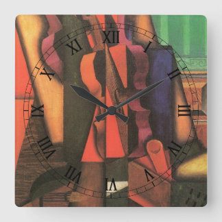 Violin and Guitar by Juan Gris, Vintage Cubism Art Square Wall Clock