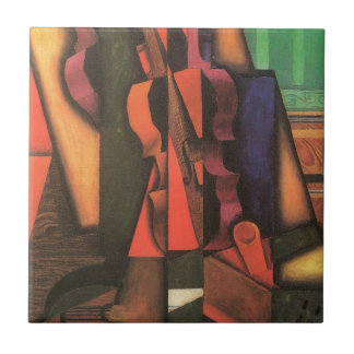 Violin and Guitar by Juan Gris, Vintage Cubism Art Tile