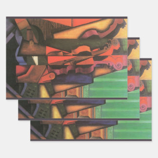 Violin and Guitar by Juan Gris, Vintage Cubism Art Wrapping Paper Sheet