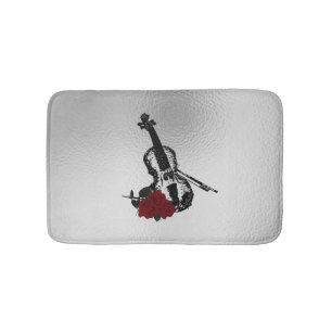 Violin and Roses Bath Mat
