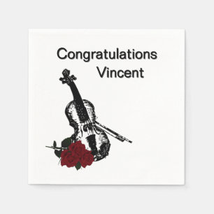 Violin and Roses Congratulations Napkin