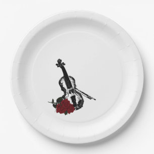 Violin and Roses Paper Plate