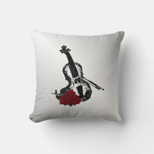 Violin and Roses Silver Cushion