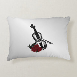 Violin and Roses Silver Decorative Cushion