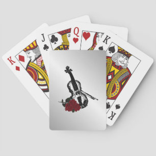 Violin and Roses Silver Playing Cards